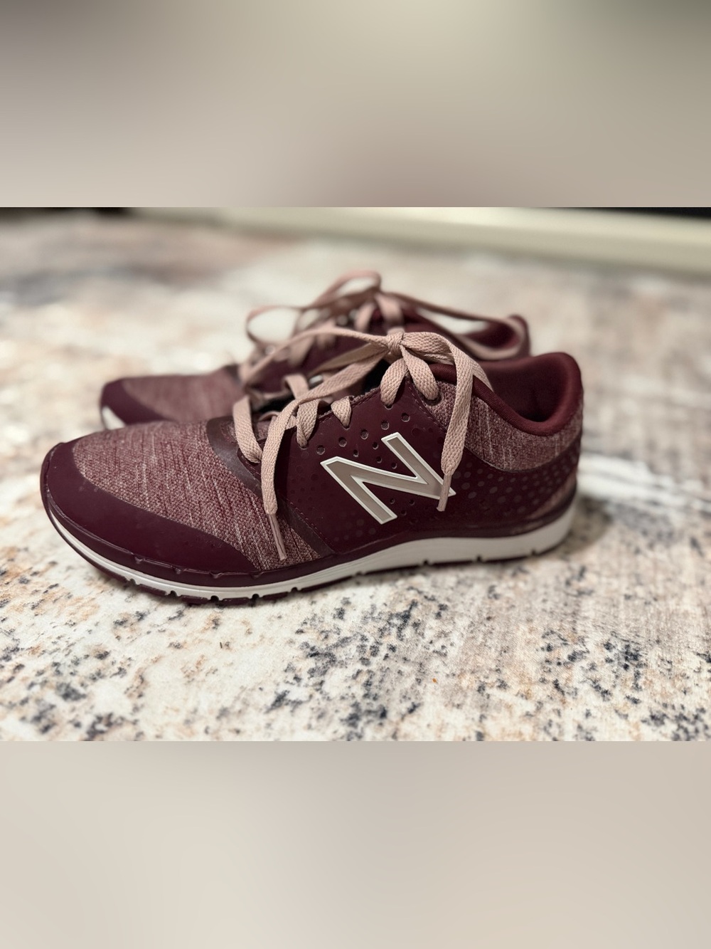 New Balance Women’s Burgundy Athletic Sneakers with Blush Laces